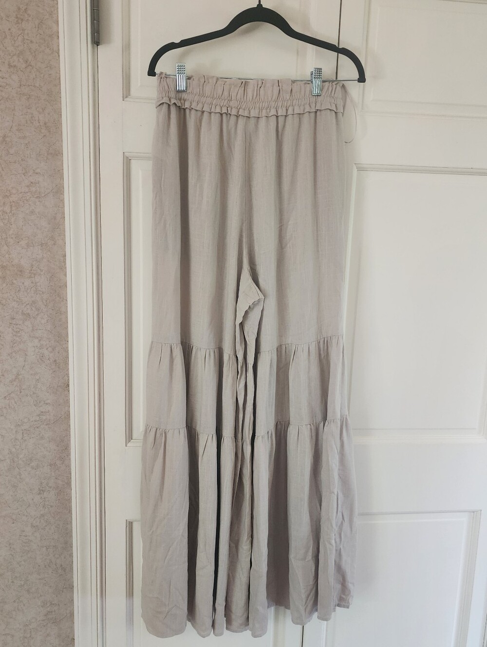 New No Tag .Gauze Tiered-Bottom Pants — Light Gray - Picture 2 of 5